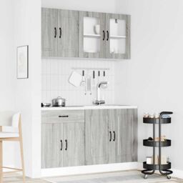 Berkfield Home 4 Piece Kitchen Cabinet Set Kalmar Grey Sonoma Engineered Wood - thumbnail 3