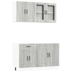 Berkfield Home 4 Piece Kitchen Cabinet Set Kalmar Grey Sonoma Engineered Wood - thumbnail 2