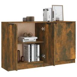 Berkfield Home Sideboards 2 pcs Smoked Oak 60x30x70 cm Engineered Wood in Brown - Size: 60 x 30 x 70 cm - thumbnail 5
