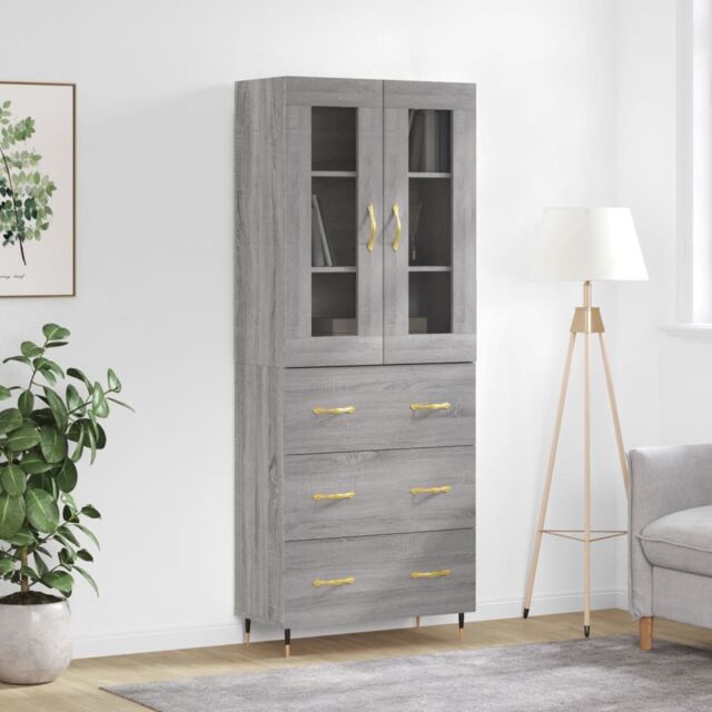 Berkfield Home Highboard Grey Sonoma 69.5x34x180 cm Engineered Wood - image 1