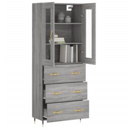 Berkfield Home Highboard Grey Sonoma 69.5x34x180 cm Engineered Wood - thumbnail 3