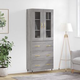 Berkfield Home Highboard Grey Sonoma 69.5x34x180 cm Engineered Wood - thumbnail 1