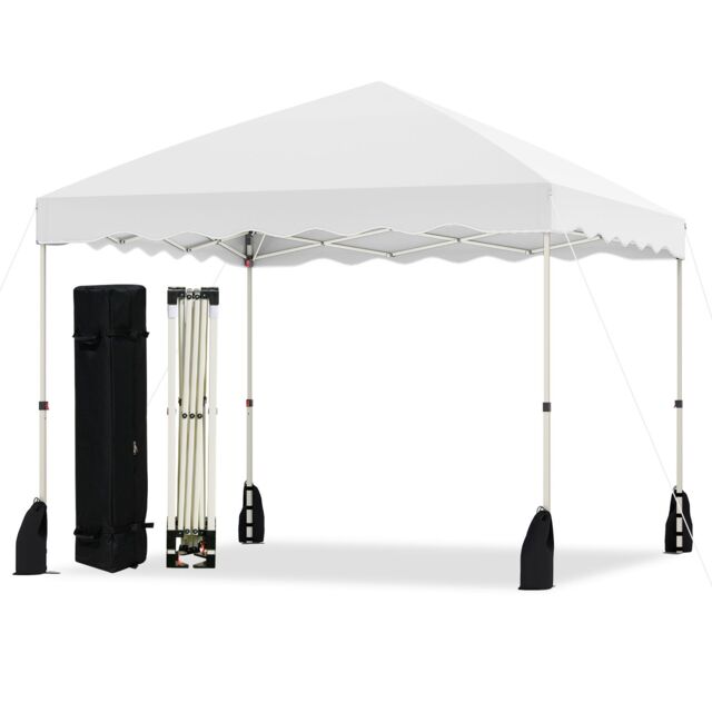 Gymax 300 x 300 cm Pop up Canopy Tent Portable Folding Patio Shelter-White in White - image 1