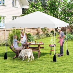 Gymax 300 x 300 cm Pop up Canopy Tent Portable Folding Patio Shelter-White in White - thumbnail 6