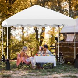 Gymax 300 x 300 cm Pop up Canopy Tent Portable Folding Patio Shelter-White in White - thumbnail 5