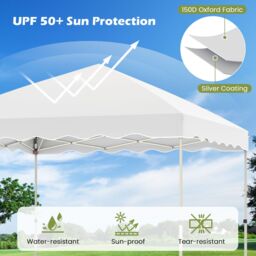 Gymax 300 x 300 cm Pop up Canopy Tent Portable Folding Patio Shelter-White in White - thumbnail 4