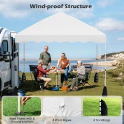 Gymax 300 x 300 cm Pop up Canopy Tent Portable Folding Patio Shelter-White in White - thumbnail 7