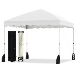 Gymax 300 x 300 cm Pop up Canopy Tent Portable Folding Patio Shelter-White in White
