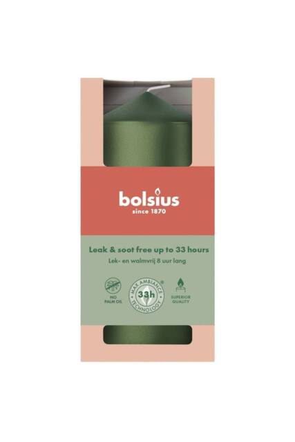 KDMD Metallic Green Bolsius Pillar Candle 120 x 58mm 2 Pack - image 1