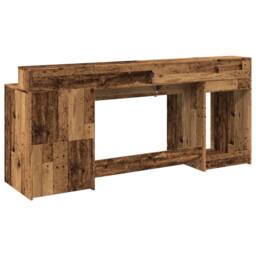 Berkfield Home Soft Desk with LED Lights Old Wood 200x55x91 cm Engineered Wood in Brown - Size: 200 x 55 x 91 cm - thumbnail 8