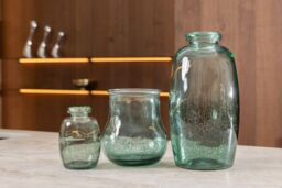 Verano Spanish Ceramics Glass Rimma Clear Home Décor Round Teardrop Jar (H) 20cm in Teal - thumbnail 4