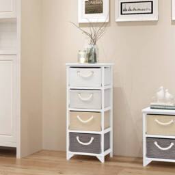 Berkfield Home Storage Cabinet 4 Drawers Wood in White - thumbnail 2