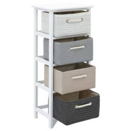 Berkfield Home Storage Cabinet 4 Drawers Wood in White - thumbnail 4