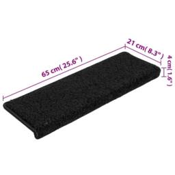 Berkfield Home Carpet Stair Treads 15 pcs 65x21x4 cm Black - Size: Medium - thumbnail 8