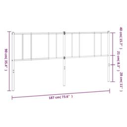 Berkfield Home Metal Headboard White 180 cm - thumbnail 8