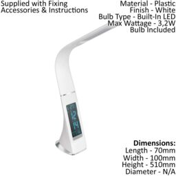 Loops Table Lamp Colour White Touch On/Off Dimming Clock Bulb LED 3.2W Included - thumbnail 2