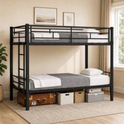 STILVORA Bed Frame 3ft Single with metal frame in Black - Size: Junior - thumbnail 1