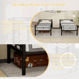 STILVORA Bed Frame 3ft Single with metal frame in Black - Size: Junior - thumbnail 8