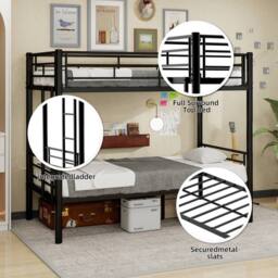 STILVORA Bed Frame 3ft Single with metal frame in Black - Size: Junior - thumbnail 7