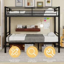 STILVORA Bed Frame 3ft Single with metal frame in Black - Size: Junior - thumbnail 9