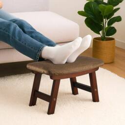 KORVIXA Brown Wooden Shoe Stool Footstool Ottoman - Size: 100 cm - thumbnail 4