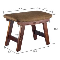 KORVIXA Brown Wooden Shoe Stool Footstool Ottoman - Size: 100 cm - thumbnail 2