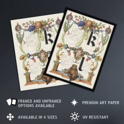 "Artery8 Pictorial Letter Guide K & l Calligraphy Wall Art Poster Print in White - Size: W12"" x H16""" - thumbnail 2