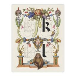 "Artery8 Pictorial Letter Guide K & l Calligraphy Wall Art Poster Print in White - Size: W12"" x H16""" - thumbnail 1