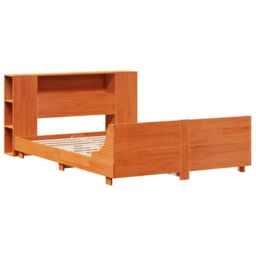 Berkfield Home Bed Frame without Mattress Wax Brown 150x200 cm King Size Solid Wood Pine - thumbnail 3