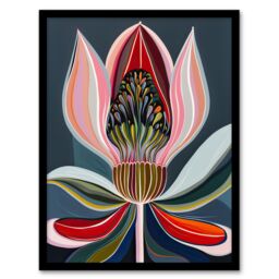 "Artery8 Magic Lotus Flower Psychedelic Bloom Design Framed Art Print - Size: W12"" x H16""" - thumbnail 1