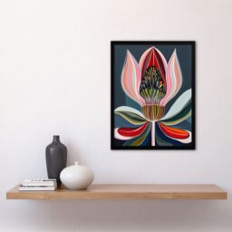 "Artery8 Magic Lotus Flower Psychedelic Bloom Design Framed Art Print - Size: W12"" x H16""" - thumbnail 4