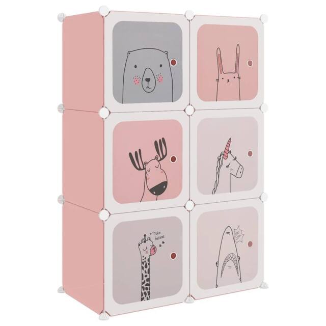Berkfield Home Cube Storage Cabinet for Kids with 6 Cubes Pink PP - image 1