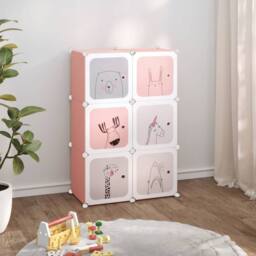Berkfield Home Cube Storage Cabinet for Kids with 6 Cubes Pink PP - thumbnail 2