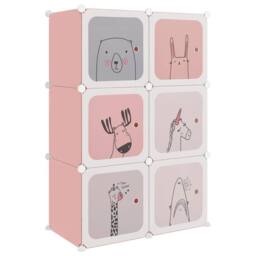 Berkfield Home Cube Storage Cabinet for Kids with 6 Cubes Pink PP - thumbnail 1