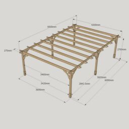 Rutland County Garden Furniture Ltd Premium Pergola 6 Posts - Wood - L420 x W660 x H270 cm - Rustic Brown - thumbnail 4