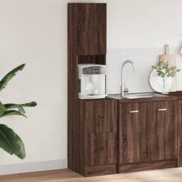 Berkfield Home Kitchen Cabinet Brown Oak 35x50x180 cm Engineered Wood - Size: 35 x 50 x 180 cm - thumbnail 2