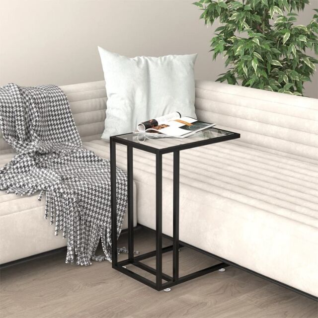 Berkfield Home Computer Side Table Transparent 50x35x65 cm Tempered Glass in Clear - Size: 50 x 35 x 65 cm - image 1