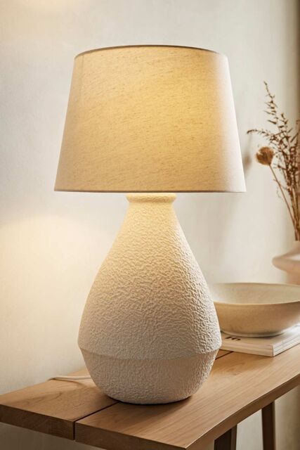 ValueLights Helena Natural Taper Shade Cream Speckled Ceramic Hand Finished Table Lamp - image 1