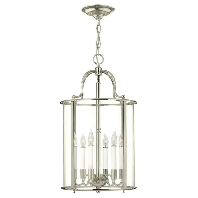 Loops 6 Bulb Ceiling Pendant Light Fitting Highly Polished Nickel LED E14 60W in Metallics