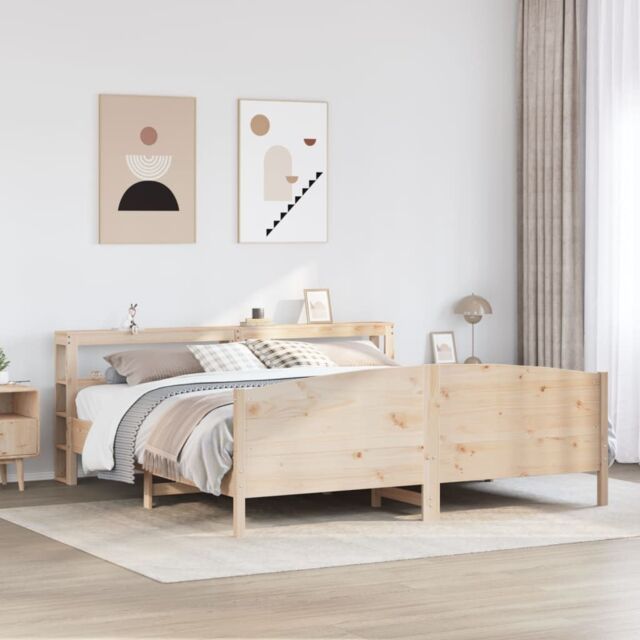 Berkfield Home Bed Frame without Mattress 180x200 cm Super King Solid Wood Pine in Brown - image 1