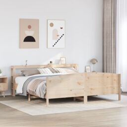 Berkfield Home Bed Frame without Mattress 180x200 cm Super King Solid Wood Pine in Brown - thumbnail 1
