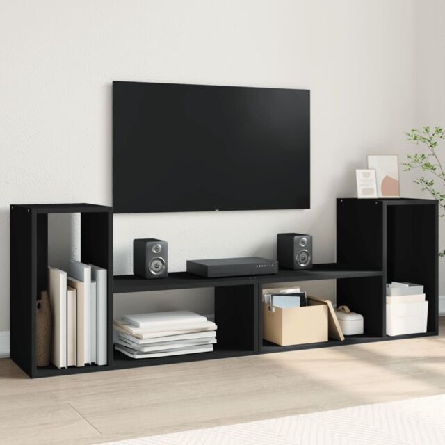 Berkfield Home TV Cabinets 2 pcs Black 75x30x50 cm Engineered Wood - Size: 75 x 30 x 50 cm - image 1