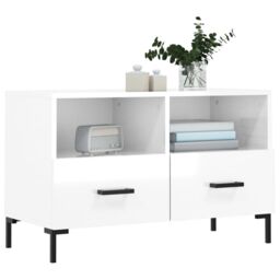 Berkfield Home TV Cabinet High Gloss White 80x36x50 cm Engineered Wood - Size: 80 x 36 x 50 cm - thumbnail 3