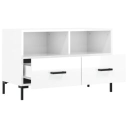 Berkfield Home TV Cabinet High Gloss White 80x36x50 cm Engineered Wood - Size: 80 x 36 x 50 cm - thumbnail 6