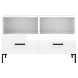 Berkfield Home TV Cabinet High Gloss White 80x36x50 cm Engineered Wood - Size: 80 x 36 x 50 cm - thumbnail 5
