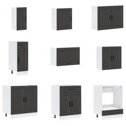 Berkfield Home 14 Piece Kitchen Cabinet Set Porto Black Engineered Wood - thumbnail 4