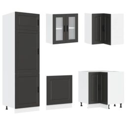Berkfield Home 14 Piece Kitchen Cabinet Set Porto Black Engineered Wood - thumbnail 5
