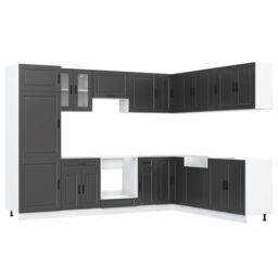 Berkfield Home 14 Piece Kitchen Cabinet Set Porto Black Engineered Wood - thumbnail 2