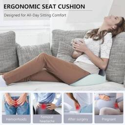 SPETLEK Seat Cushion For Back Pain Memory Foam in Grey - Size: 100 cm x 190 cm - thumbnail 5