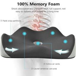 SPETLEK Seat Cushion For Back Pain Memory Foam in Grey - Size: 100 cm x 190 cm - thumbnail 3
